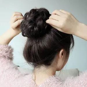 [셀러에이드]똥머리 가발 묶음가발 웨딩헤어 헤어뽕 당고머리