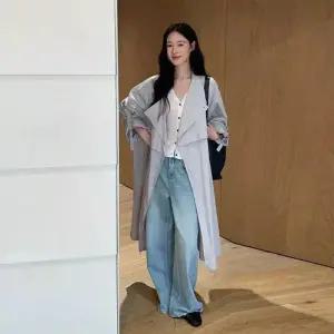 여성용 롱 트렌디 아이템 코트 트렌치 봄가을 차이나 얇은 HT1