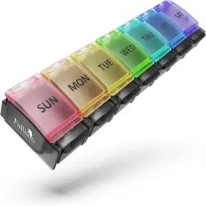 풀리콘 주간 알약 상자 정리함 비타민 및 보충제용 7일 정제 쉽게 열 수 있는 대형 의약품 휴대용 푸시