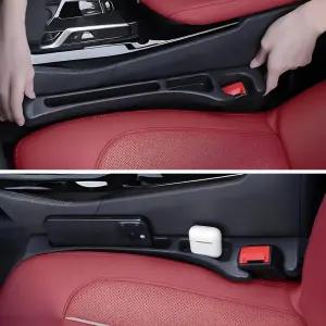 라이티나츠 카시트 갭 필러 정리함 2팩 블랙 수납 공간이 있는 시트 콘솔 간의 유니버설 핏 휴대폰 키 드롭