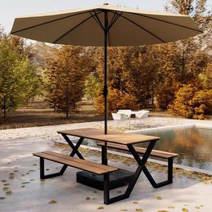 원목 한쪽등받이 6 8인월넛색 야외용 별매 식탁 맞춤 테이블 양쪽평벤치 파라솔