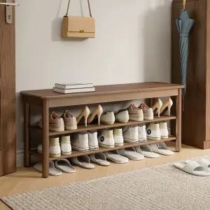 신발 벤치 앤틱 현관 의자 슈벤치 호두색 긴쇼파 사이드