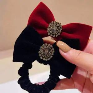 예쁜 편한 큐빅 벨벳 리본 헤어끈