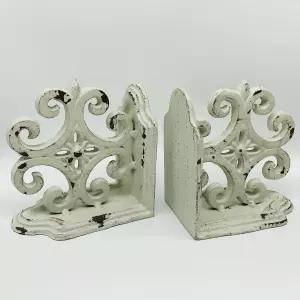 장식용 북엔드 선반용 주철 책 엔드 헤비 듀티 2종 세트 홀더앤티크 화이트 지원