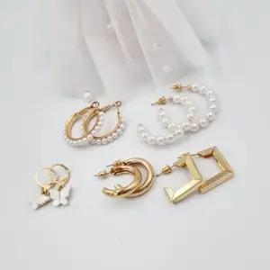 [라일리쥬얼리] Rly 중간사이즈 금색 5개 링귀걸이세트