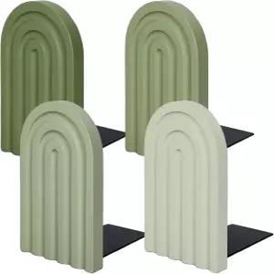 Whaline 4Pcs 보호 아치 나무 책꽂이 세이지 그린 레인보우 장식용 비스키드 공부하기 귀여운 무거운 책 홈