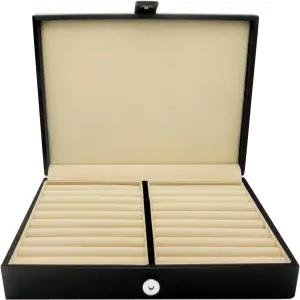 HONEY BEAR 남성/여성 커프링크 주얼리 박스 인조 가죽 디스플레이 케이스 보관 정리함 블랙 반지 귀걸이