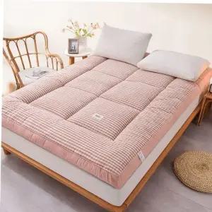 매트리스 핑크체크 침대 바닥 토퍼 패드 접이식 매트