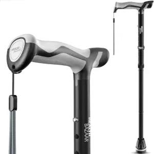 헬스바자르 남성용 보행 지팡이 충격 흡수 기능이 있는 접이식 - 노인 및 조절 가능하고 가벼운 스틱