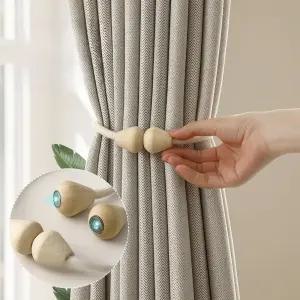 원목포인트 자석커튼홀더2P 세트 홈스타일형인테리어 악세사리 밴드 장식 타이백 스트랩