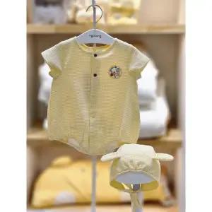 아가방 세이브존02 옐로우 체크 반팔바디수트(모자) 01s327903