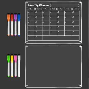 냉장고용 FINDMAG 아크릴 마그네틱 드라이 이레이즈 보드 캘린더 화이트보드 8가지 컬러 하이라이트 마커가