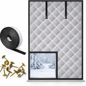겨울용 Qibiyuuu 열창 커버 47인치 x 63인치 벨크로 단열 창문 커튼 추운 날씨 키트 가정용 드래프트