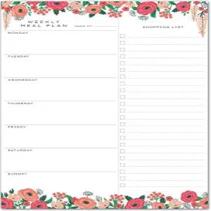 Sweetzer Orange Floral 주간 식사 플래너 및 식료품 목록 마그네틱 메모장 쇼핑 찢어진 7x10인치 계획