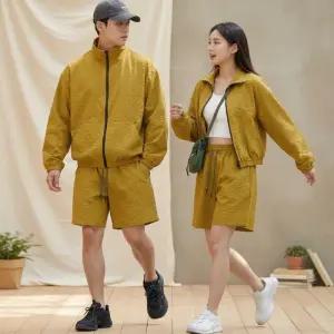 [다잇템]남성 쾌적한 재킷 여름시어서커 하프팬츠 세트