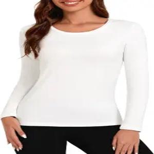 투르네솔 여성 보온 상의 긴 소매 플리스 안감 속옷 크루넥 언더셔츠 울트라 소프트 바젤 레이어 겨울용