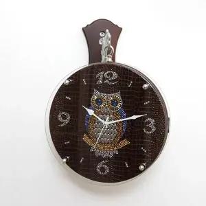 [하프클럽/셀러허브]데일리데코 악어무늬인조가죽 부엉이 양면벽시계