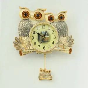 [하프클럽/셀러허브]데일리데코 하비 미니 커플 부엉이 추 벽시계