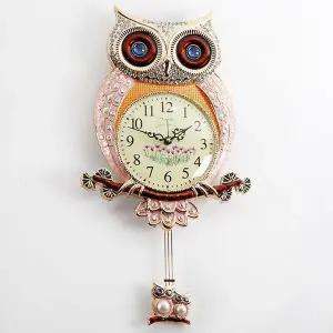[하프클럽/셀러허브]데일리데코 아노이 무소음 부엉이  보석 추 벽시계