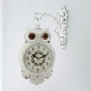 [하프클럽/셀러허브]데일리데코 스마트 부엉이 양면시계 화이트