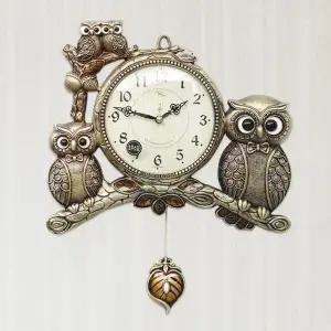 [하프클럽/셀러허브]데일리데코 엔틱 디에 부엉이 무소음 추 벽시계