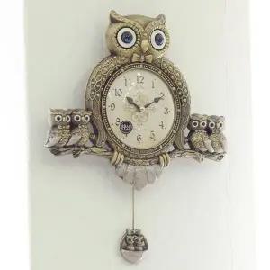[하프클럽/셀러허브]데일리데코 오로쿠 엔틱 부엉이 무소음 추 벽시계