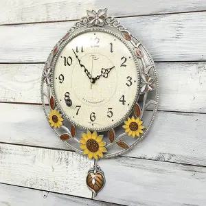 [하프클럽/셀러허브]데일리데코 러버블 엔틱 무소음 해바라기 추 벽시계