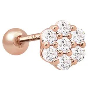 [미니아트] 14K 골드필드 핀 레이나 큐빅 꽃 로즈골드 피어싱 한쪽