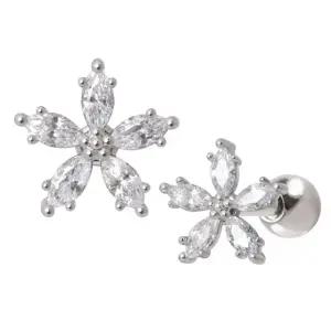 [미니아트] 써지컬 스틸 펜타스 큐빅 꽃 패션 피어싱 한쪽