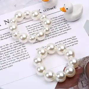 진주볼 헤어 슈슈 머리끈 곱창밴드 올림머리 반묶음 곱창머리끈 헤어슈슈 진주머리끈