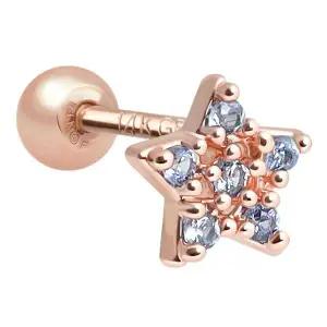 [NS홈쇼핑][미니아트] 14K 골드필드 핀 블루 스타 큐빅 별 로즈골드 피어싱 한쪽..[35843751]