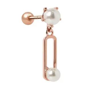 [NS홈쇼핑][미니아트] 14K 골드필드 핀 클립 진주 드롭 롱 로즈골드 피어싱 한쪽..[35843768]