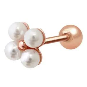 [NS홈쇼핑][미니아트] 14K 골드필드 핀 데이지펄 진주 꽃 로즈골드 피어싱 한쪽..[35843770]