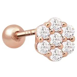 [NS홈쇼핑][미니아트] 14K 골드필드 핀 레이나 큐빅 꽃 로즈골드 피어싱 한쪽..[35843785]