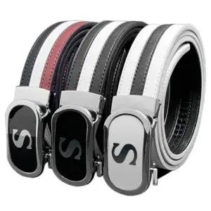 라운딩 에스 삼선가죽벨트 남자 남성 골프 버클 남성벨트 남자명품벨트 골프벨트