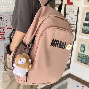 귀여운 뱃지와 인형 키링 포함 캐주얼 캔버스 백팩 여성백팩 캐쥬얼가방 여행가방 미니백