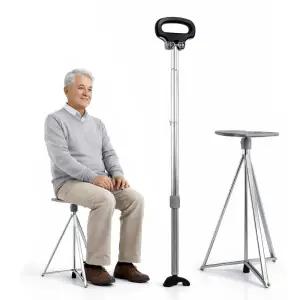 디맥스프로 접이식 지팡이의자 시니어 보행보조 휴대용 의자 겸용 qBo7+3CgV