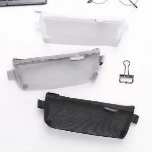 라벨메쉬필통 포켓 여행용 사각 멀티 필통 반투명 메쉬파우치 메쉬포켓 동전지갑