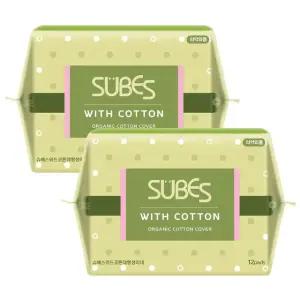 슈베스 위드코튼 유기농 순면커버 생리대 대형 12P x2팩