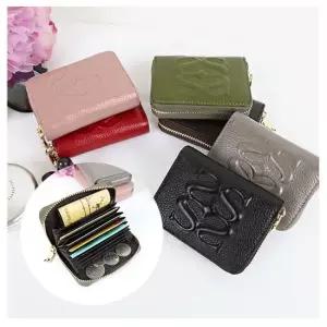 DK16 로고 가죽 카드지갑 여성 명함 지폐 동전 파우치 동전파우치 가죽지갑 카드파우치