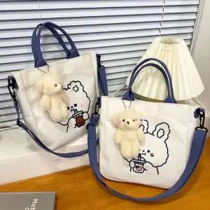 곰인형 미니 에코백 캔버스토트백 미니토트백 미니에코백 캔버스백 캔버스가방