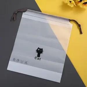 고양이 방수 비닐 파우치 다회용 끈 투명 대 DD-12177 다용도파우치 캐릭터파우치
