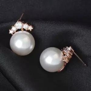 베이직귀걸이 골드필드 핀 큐빅 왕관 진주 혼주 결혼식 귀걸이 14K