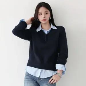 셔츠카라넥 버튼디테일 니트 1128331198341