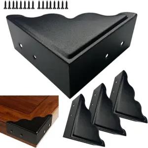 Sutfmwe 대형 금속 코너 가드 3.7 x 1.5 인치 4 세트 빈티지 산업용 나무 가구 테이블 헛간 문 프레임 상자