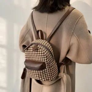 여성 고급스러운 하운드 체크 무늬 포인트 미니 백팩 대학생백팩 가벼운백팩 백백