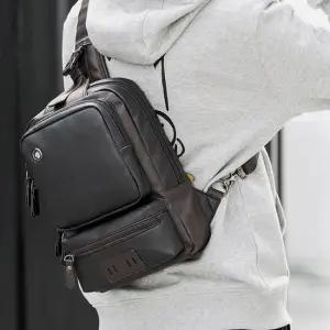 남성 크로스백 캐주얼 오피스룩 스퀘어핏 레더 슬링백 남자크로스백 비니지스백 캐주얼백