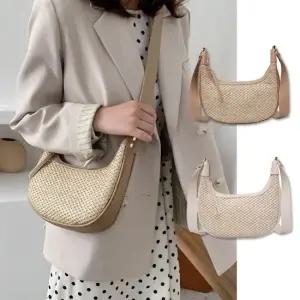 여성 미니 반달 하프문 만두백 라탄 숄더백 크로스백 외출 출퇴근 반달 하프문 만두백