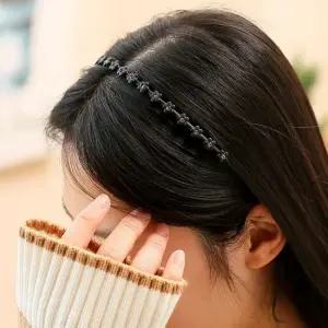 엔젤슈슈 큐빅 꽃 얇은 헤어밴드 심플 블랙 머리띠 데일리머리띠 데일리헤어밴드
