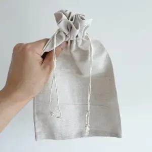 린넨 스트링 더스트백 파우치 20x30cm 복조리 마 삼베 조리개 속주머니 포장 면파 이너백